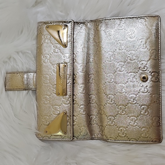 Gucci Metallic Gold Guccissima Leather Indy Continental Wallet - Picture 15 of 17